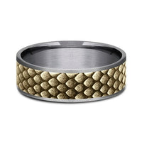 14K Yellow Gold Dragon Scale Center Grey Tantalum Edge Band, Tantalum and 14k yellow gold, Long's Jewelers