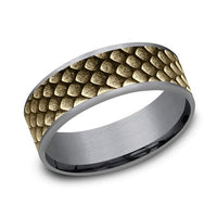 14K Yellow Gold Dragon Scale Center Grey Tantalum Edge Band, Tantalum and 14k yellow gold, Long's Jewelers