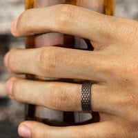 14K Yellow Gold Dragon Scale Center Grey Tantalum Edge Band, Tantalum and 14k yellow gold, Long's Jewelers