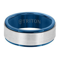 White and Blue Tungsten band, Long's Jewelers
