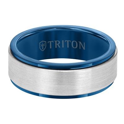 White and Blue Tungsten band, Long's Jewelers