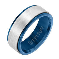 White and Blue Tungsten band, Long's Jewelers