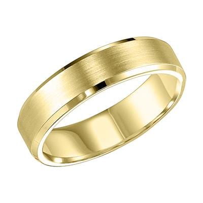 14K Yellow Gold Satin Center Polished Edges Band, Long's Jewelers