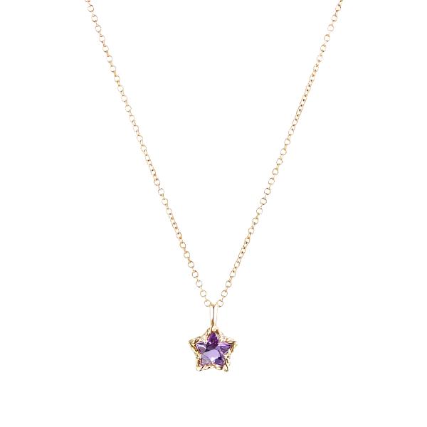 Cable Collectibles® Kids Star Charm Necklace with Amethyst in 18K Gold