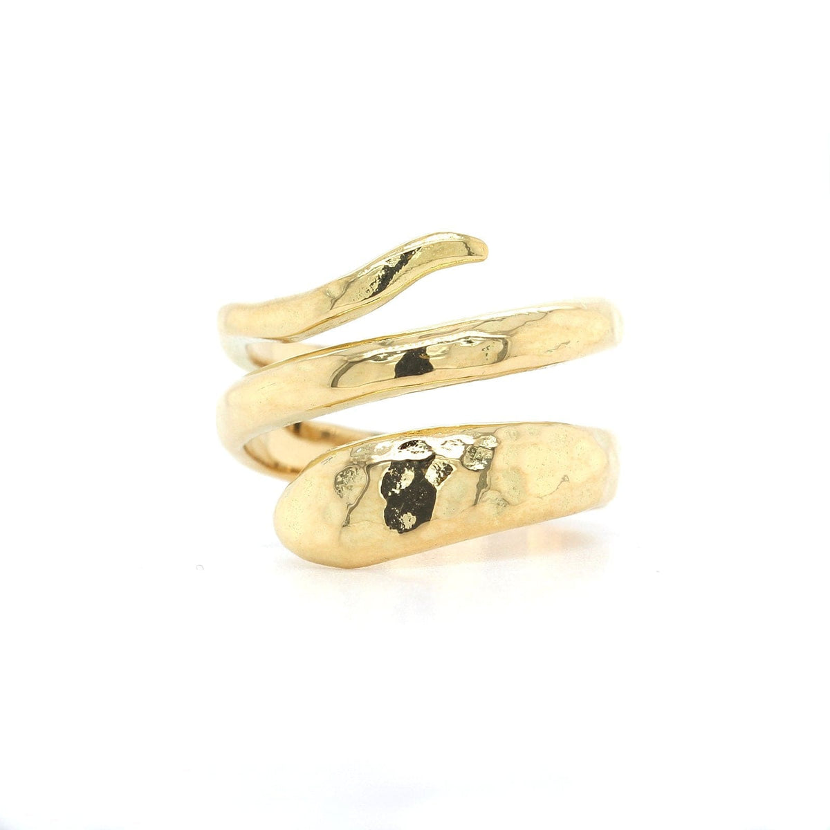 18K Yellow Gold Hammered Snake Ring