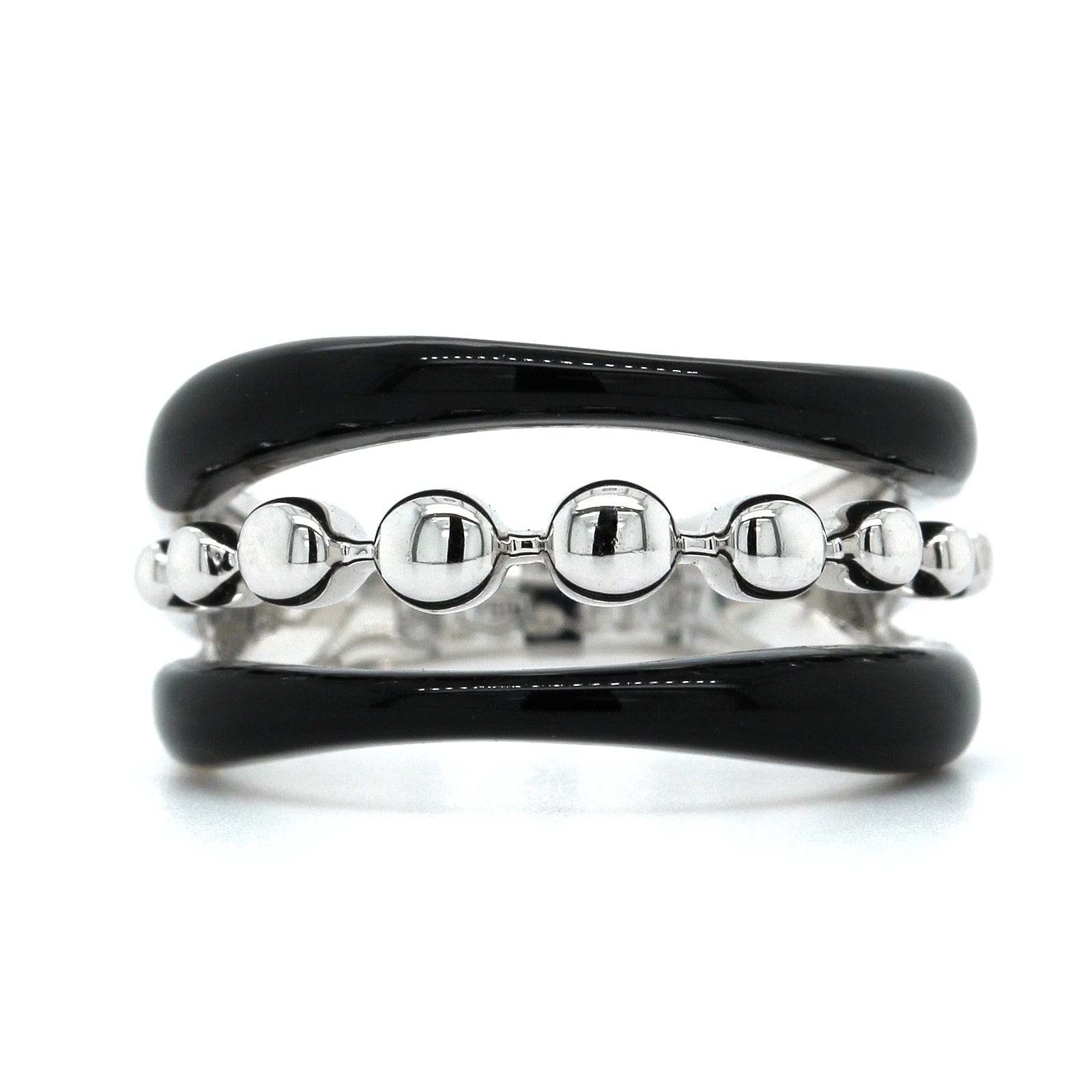 Etho Maria 18K White Gold 3 Row Black Ceramic Ring