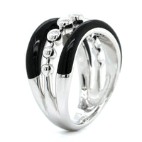 Etho Maria 18K White Gold 3 Row Black Ceramic Ring