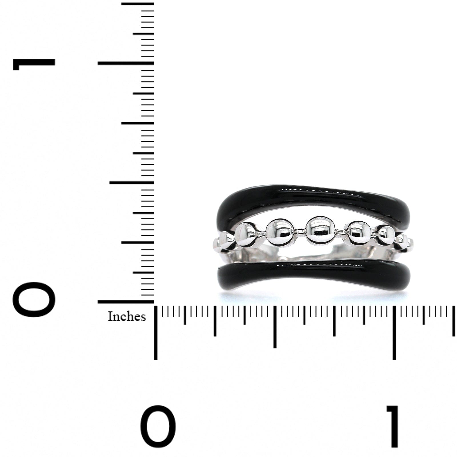 Etho Maria 18K White Gold 3 Row Black Ceramic Ring