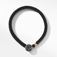 Woven Black Bracelet with Pavé Black Diamonds and 18K Yellow Gold