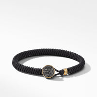 Woven Black Bracelet with Pavé Black Diamonds and 18K Yellow Gold