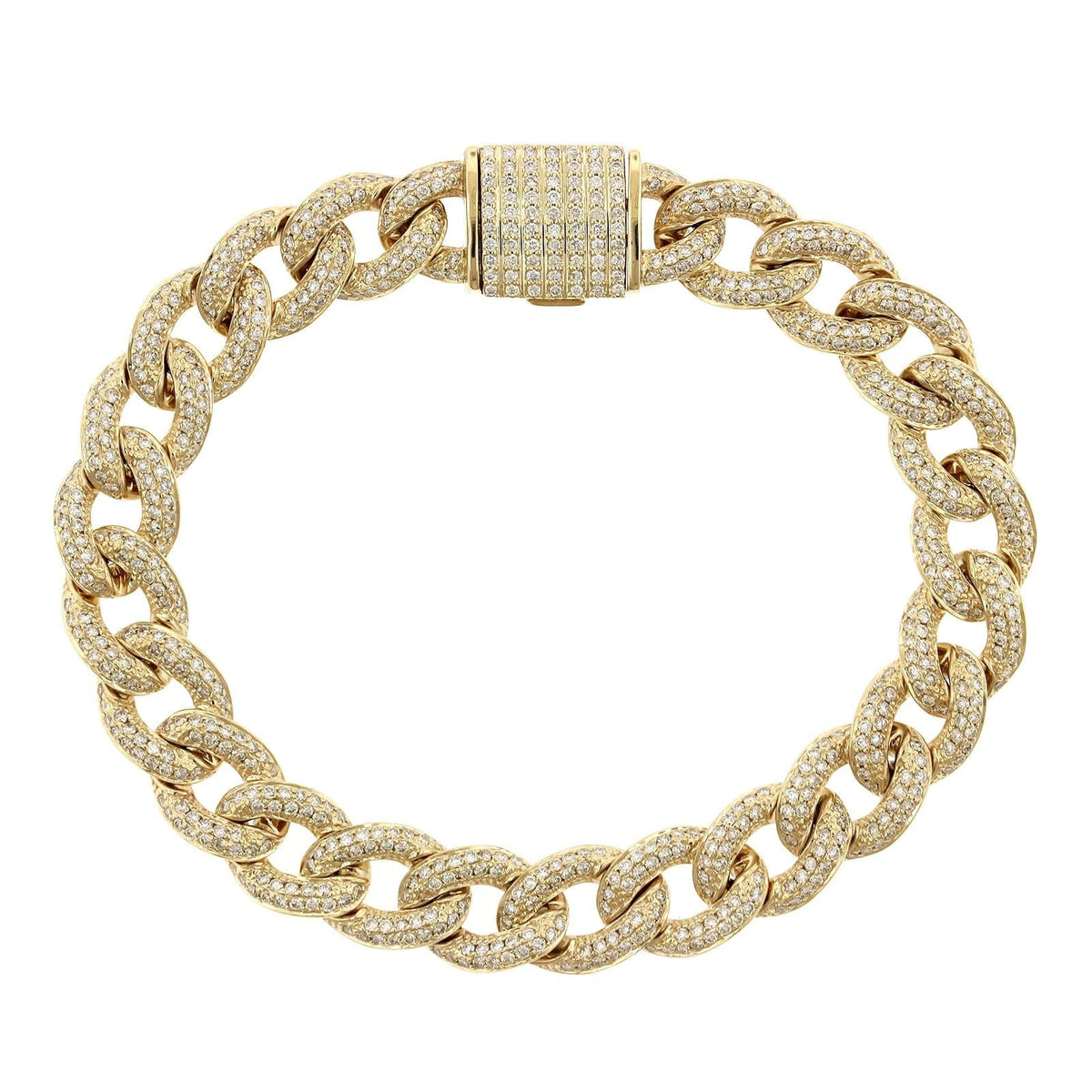 14K Yellow Gold Cuban Link Diamond Bracelet
