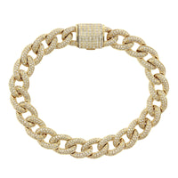 14K Yellow Gold Cuban Link Diamond Bracelet