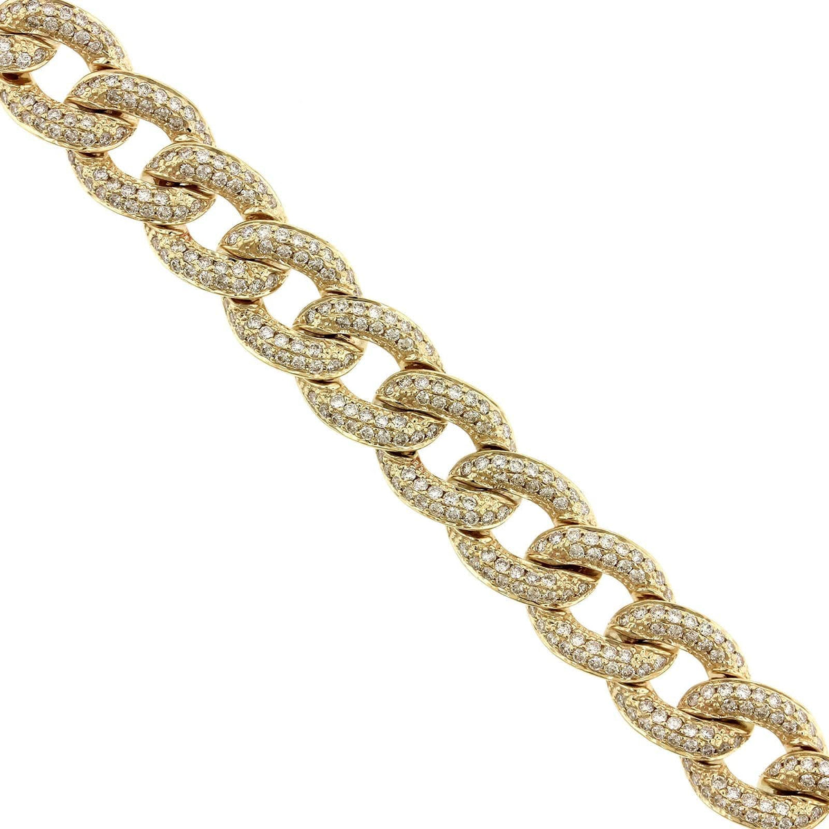 14K Yellow Gold Cuban Link Diamond Bracelet