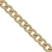 14K Yellow Gold Cuban Link Diamond Bracelet