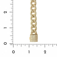14K Yellow Gold Cuban Link Diamond Bracelet