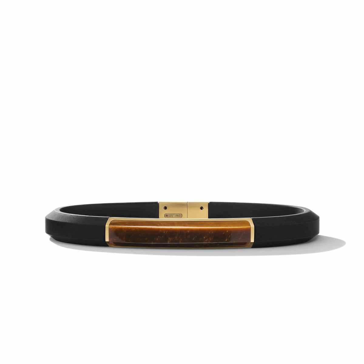 Streamline® ID Black Rubber Bracelet with Tiger's Eye and 18K Yellow Gold