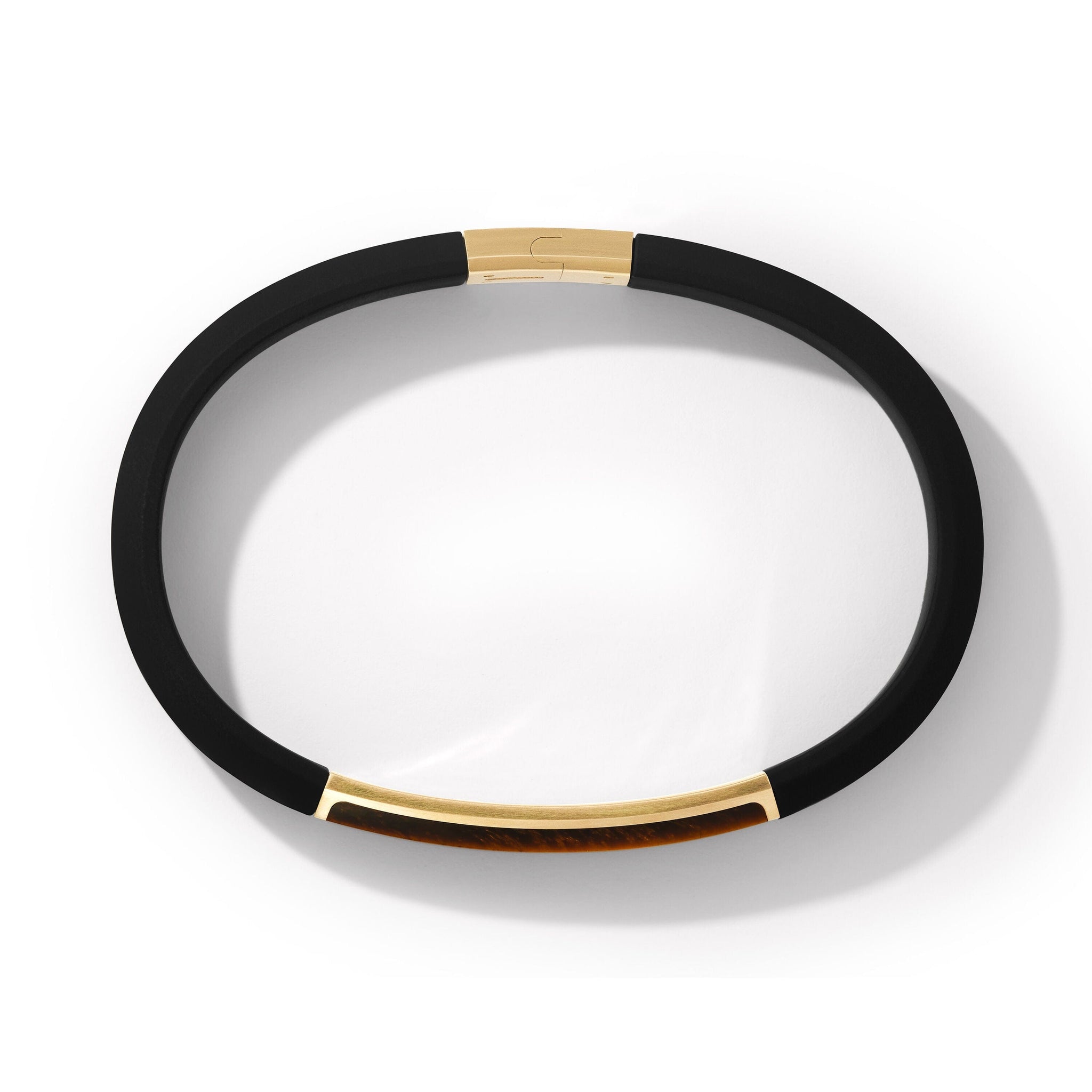 Streamline® ID Black Rubber Bracelet with Tiger's Eye and 18K Yellow Gold