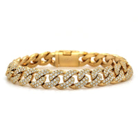 14K Yellow Gold Curb Diamond Bracelet