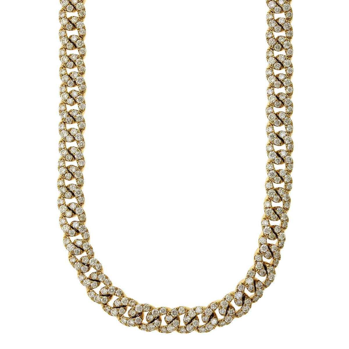 14K Yellow Gold Pavé Diamond Curb Chain