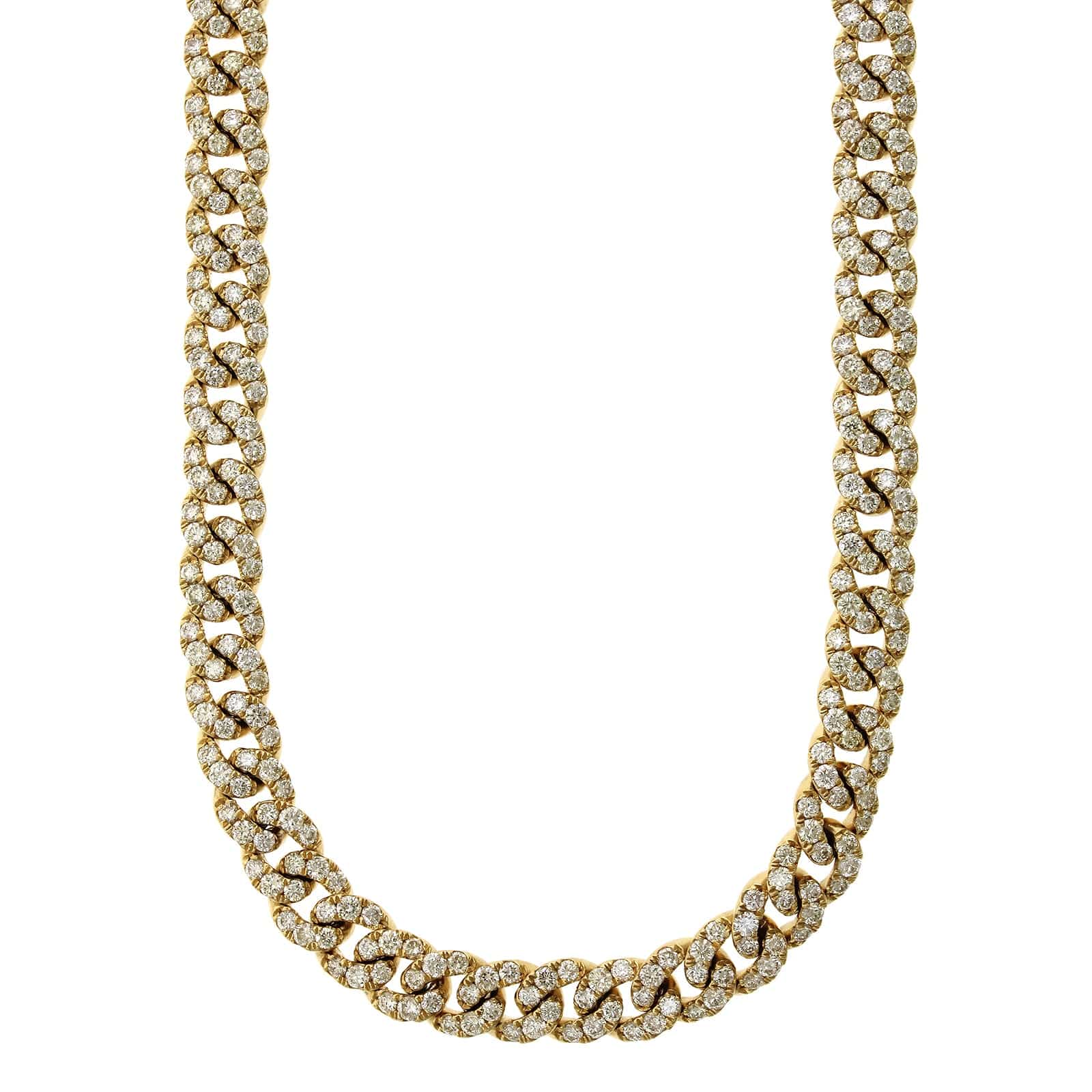 14K Yellow Gold Pavé Diamond Curb Chain