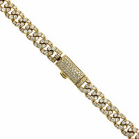 14K Yellow Gold Pavé Diamond Curb Chain