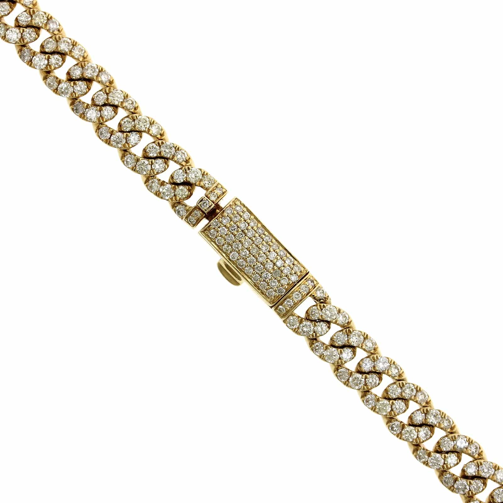 14K Yellow Gold Pavé Diamond Curb Chain