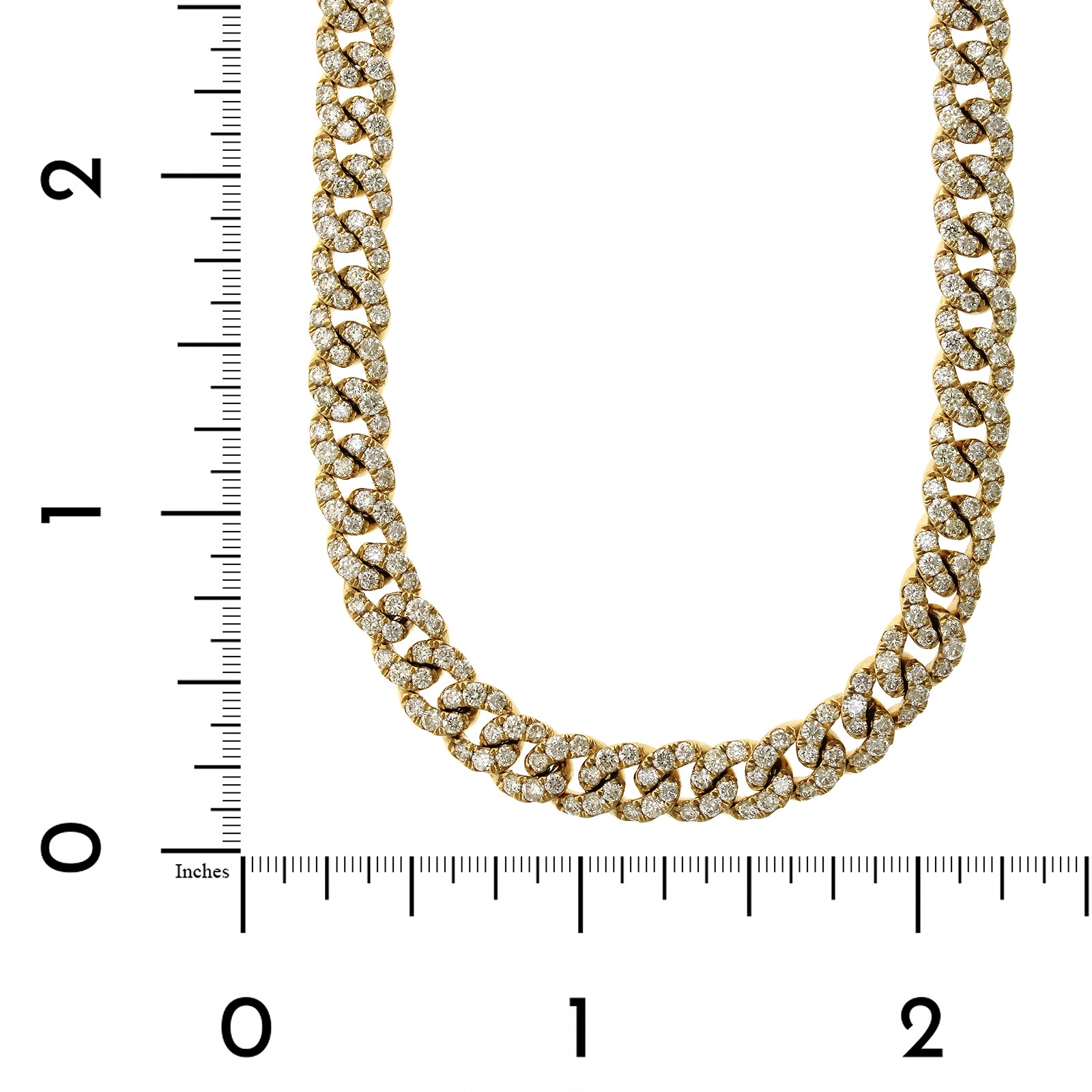 14K Yellow Gold Pavé Diamond Curb Chain