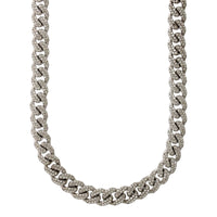 14K White Gold Pave Diamond Curb Chain