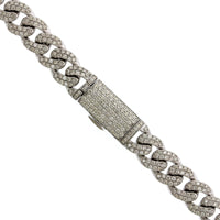14K White Gold Pave Diamond Curb Chain