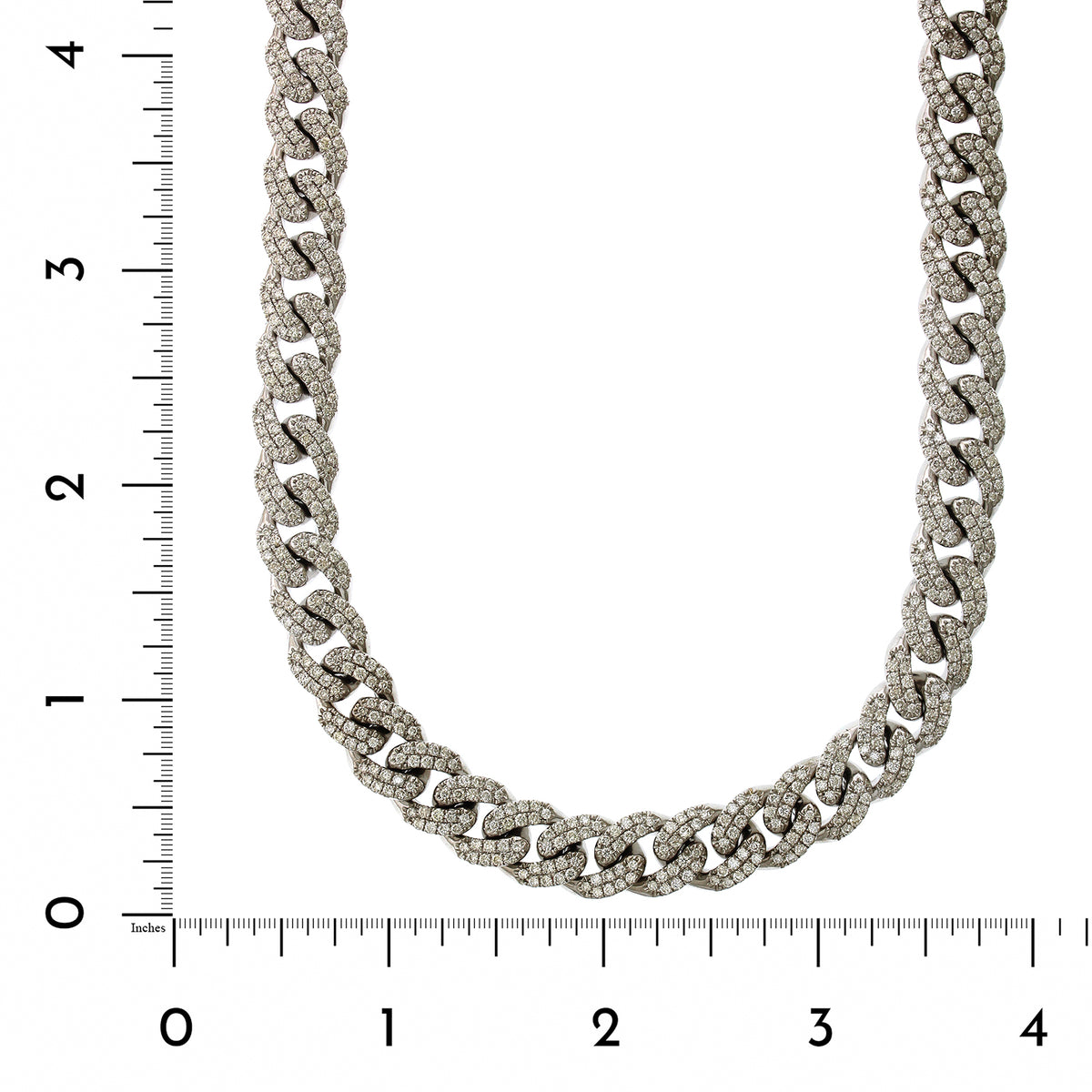 14K White Gold Pave Diamond Curb Chain