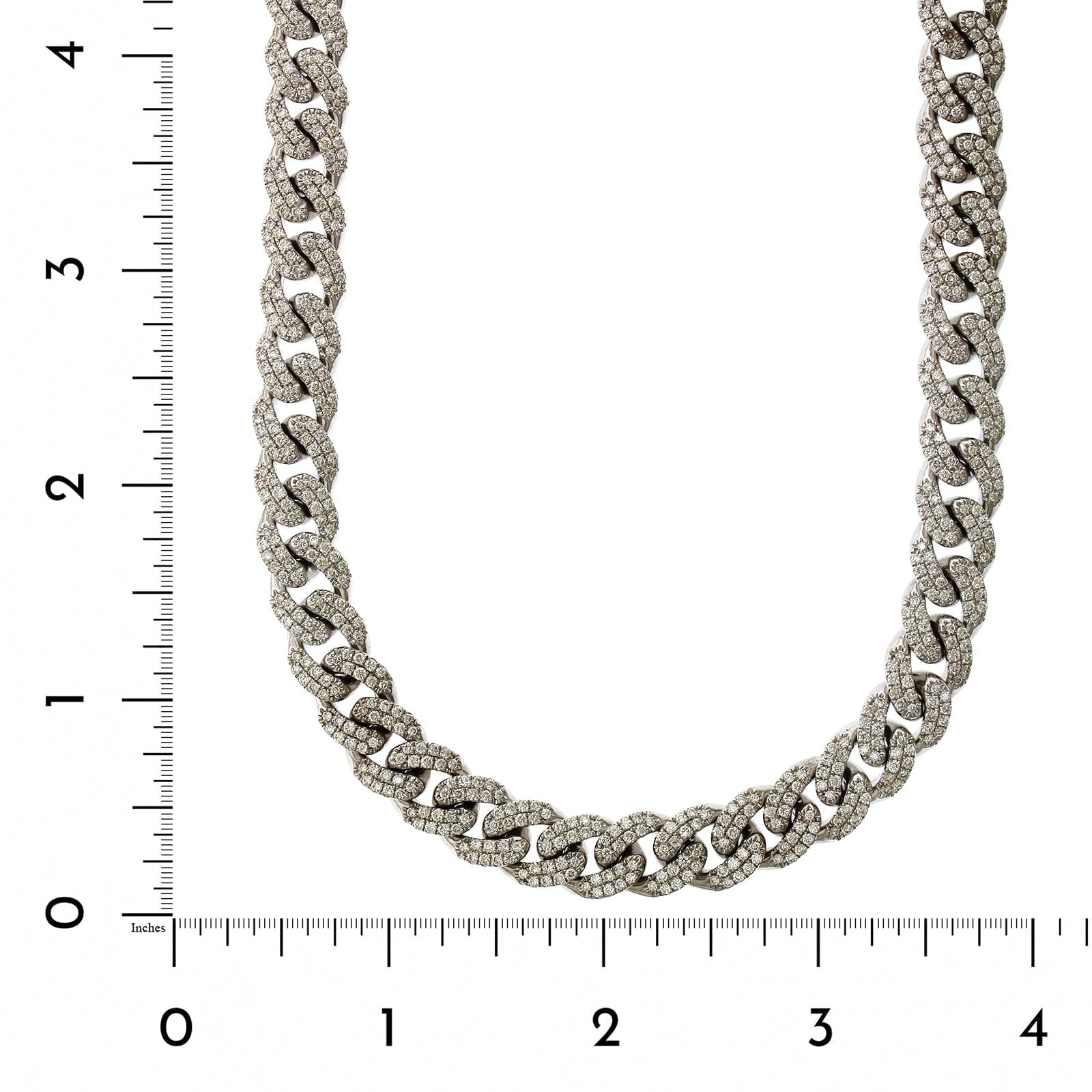 14K White Gold Pave Diamond Curb Chain
