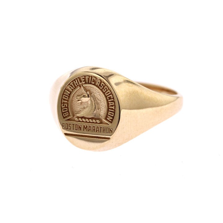 Women’s Oval 14K Gold Boston Marathon® Ring with Stylized Unicorn Logo