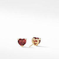Heart Stud Earrings in 18K Yellow Gold with Garnet