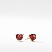 Heart Stud Earrings in 18K Yellow Gold with Garnet