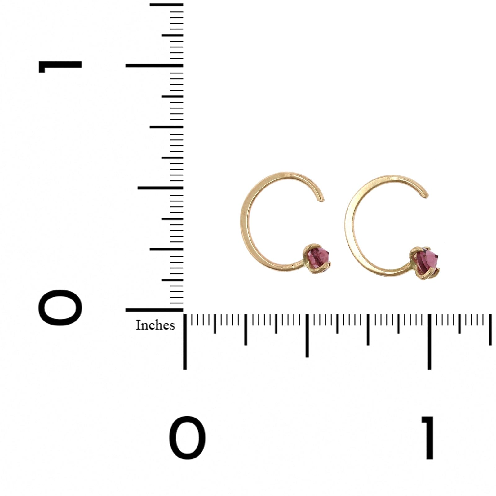 14K Yellow Gold Rhodolite Garnet Hug Hoop Earrings