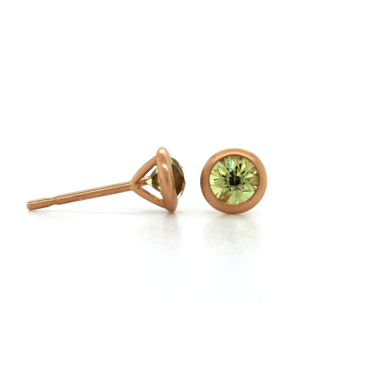 18K Rose Gold Green Garnet Stud Earrings, 18k rose gold, Long's Jewelers