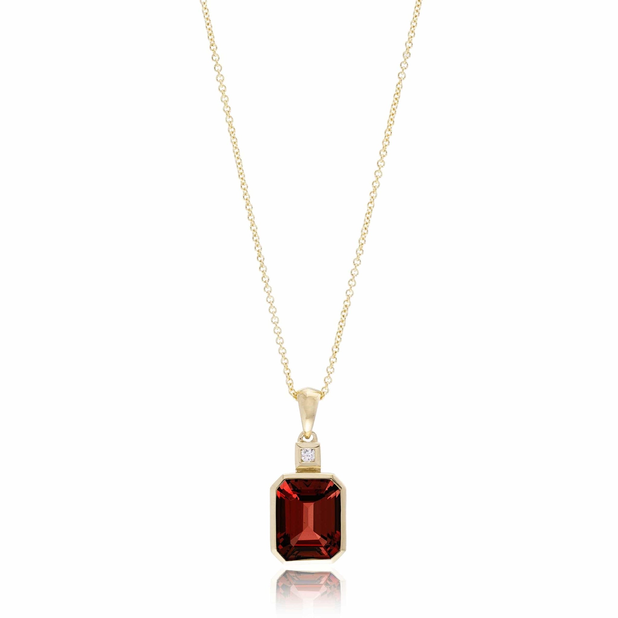 14K Yellow Gold Emerald Cut Garnet Necklace