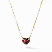 Heart Pendant Necklace in 18K Yellow Gold with Garnet