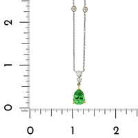 18K Two-Tone Pear Shape Tsavorite Diamond Necklace, 18k white and yellow gold Long's Jewelry