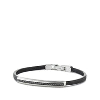 Pavé Leather ID Bracelet with Black Diamonds
