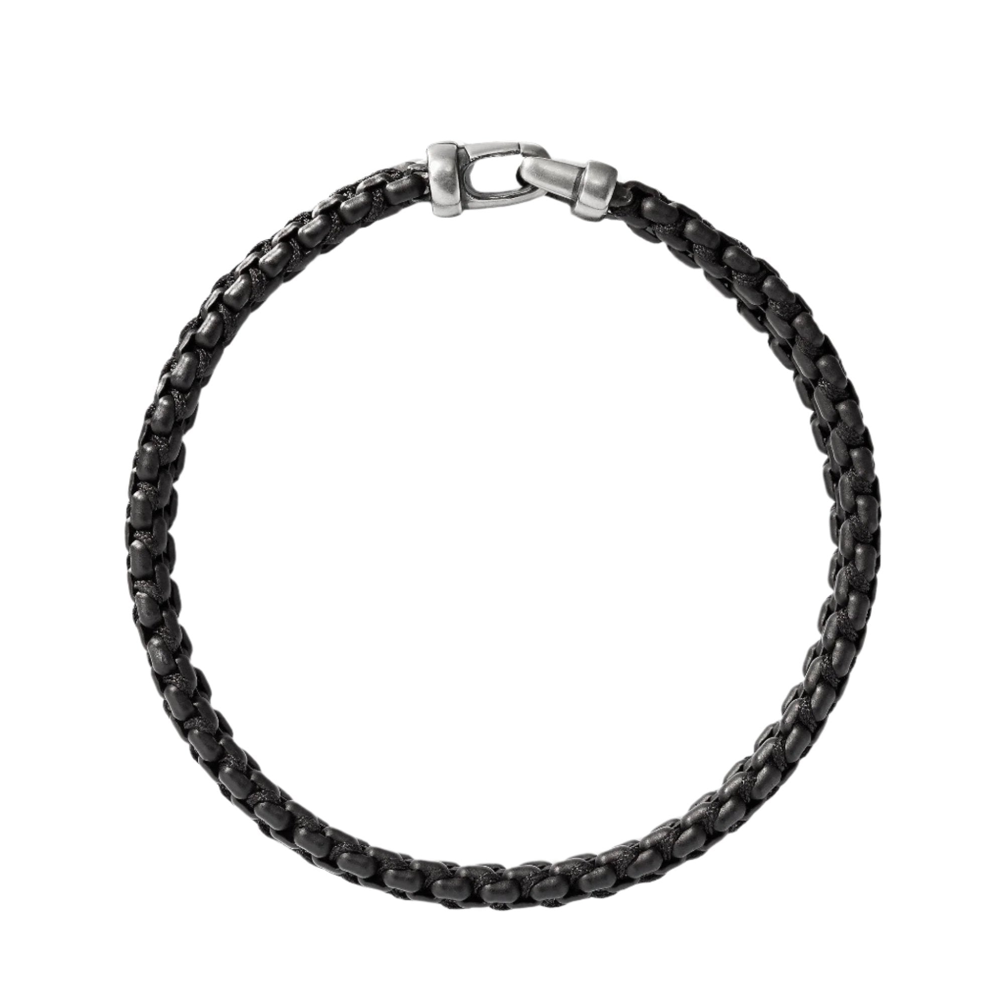 Woven Box Chain Bracelet in Black