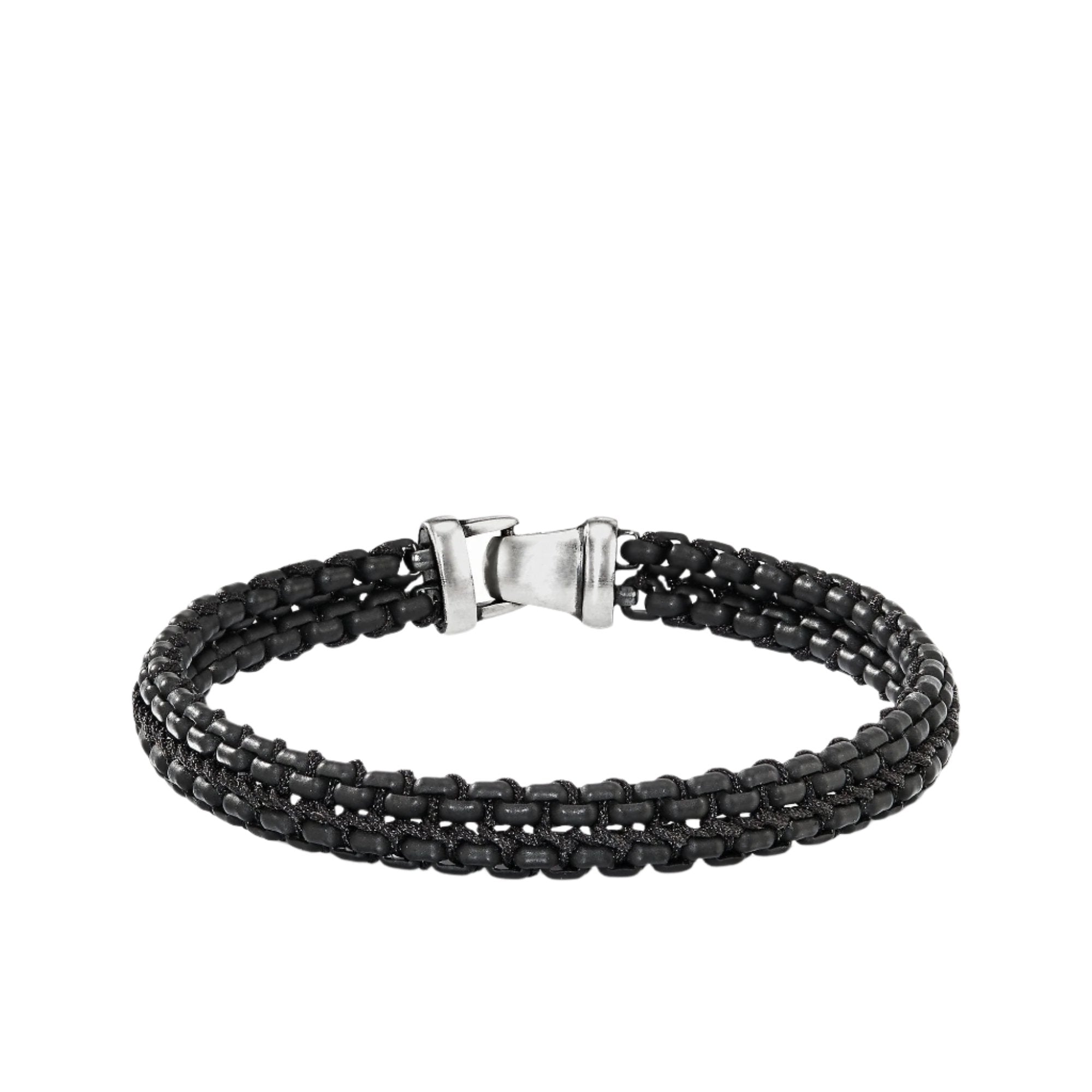 Woven Box Chain Bracelet in Black