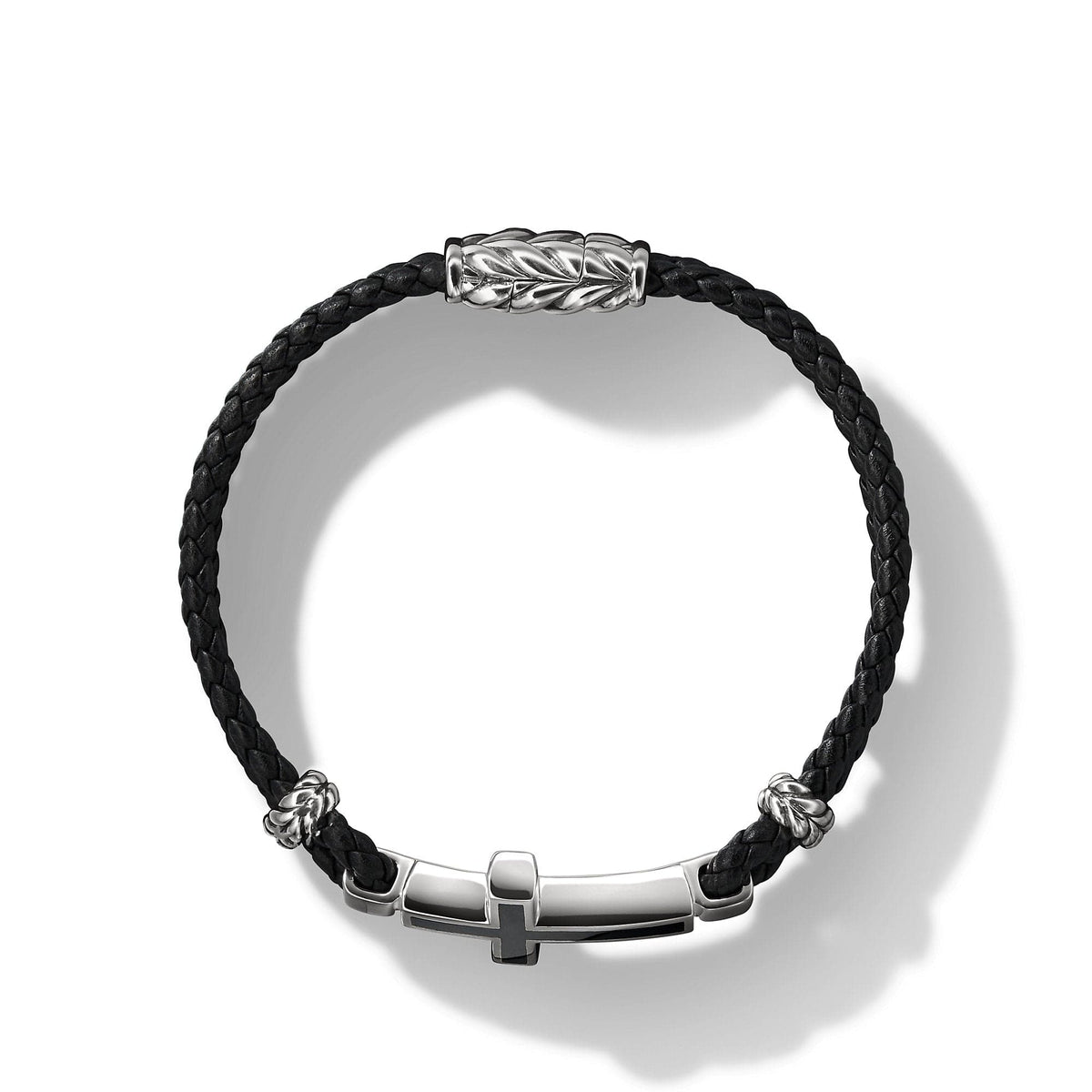 Cross Station Leather Bracelet with Black Onyx, Long's Jewelers