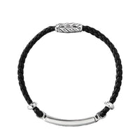 Exotic Stone Bar Station Leather Bracelet with Pietersite