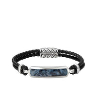 Exotic Stone Bar Station Leather Bracelet with Pietersite