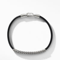 Chevron Black Leather ID Bracelet with Pavé Black Diamonds