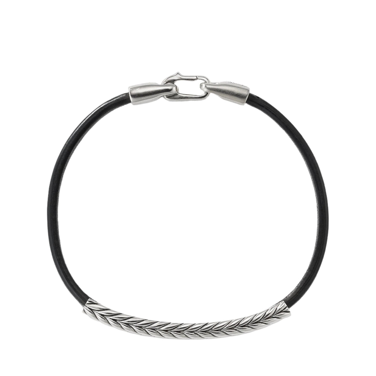 Chevron Black Leather ID Bracelet
