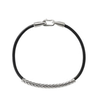 Chevron Black Leather ID Bracelet