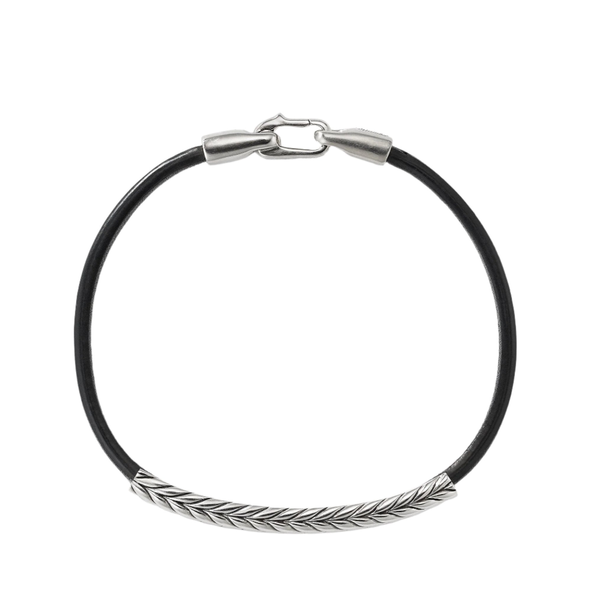 Chevron Black Leather ID Bracelet