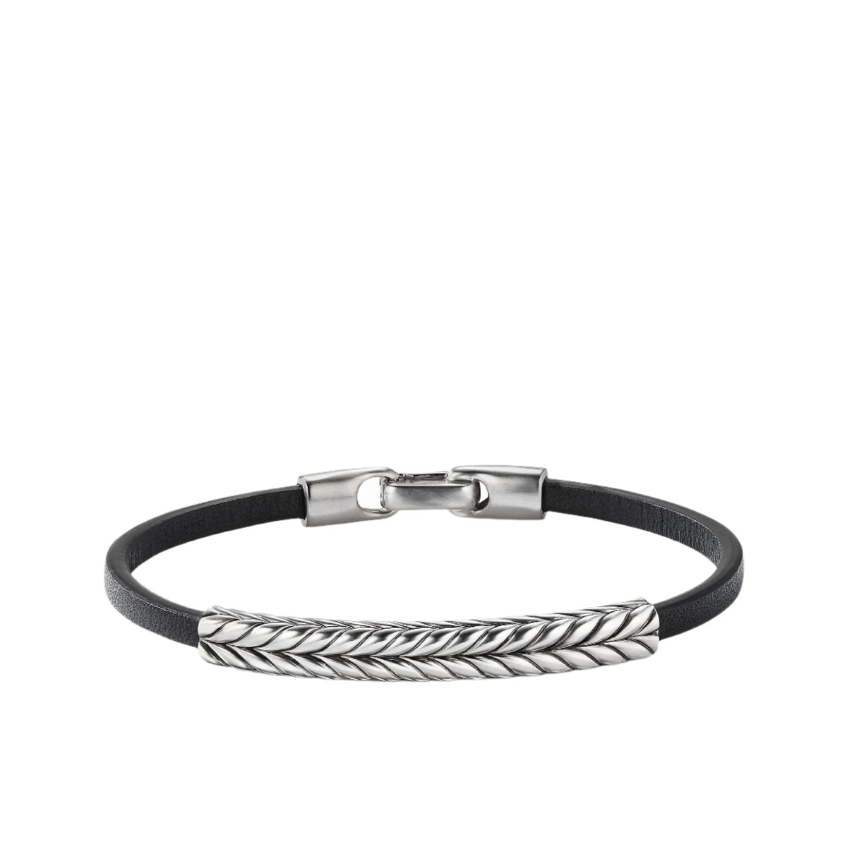 Chevron Black Leather ID Bracelet